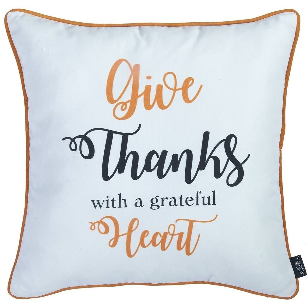 Thanksgiving Quote Printed Decorative Throw Pillow Cover 18''x 18''