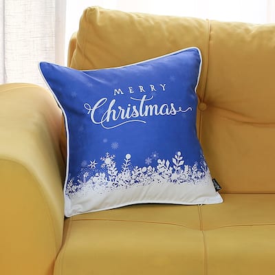 Christmas Snow Blue Printed Throw Pillow Cover Christmas Gift 18"x18"