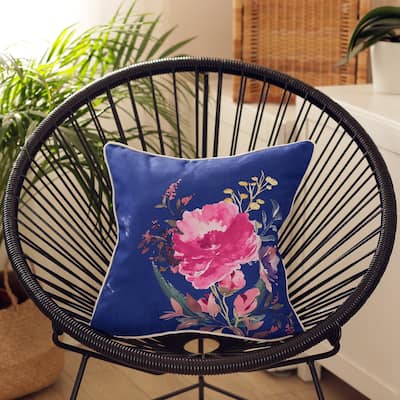 Porch & Den Francesca Square Flower Throw Pillow Cover