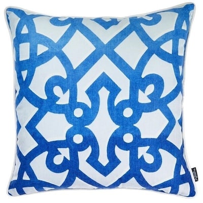 Porch & Den Cambrey Blue Trellis Throw Pillow Cover