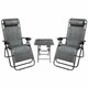 3 PCS Zero Gravity Chair Patio Chaise Lounge Chairs Table Chair Set Recliner - Thumbnail 9