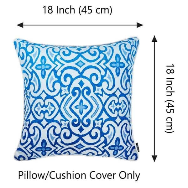 Porch & Den Calico Blue Scroll Throw Pillow Cover - Overstock - 28534135