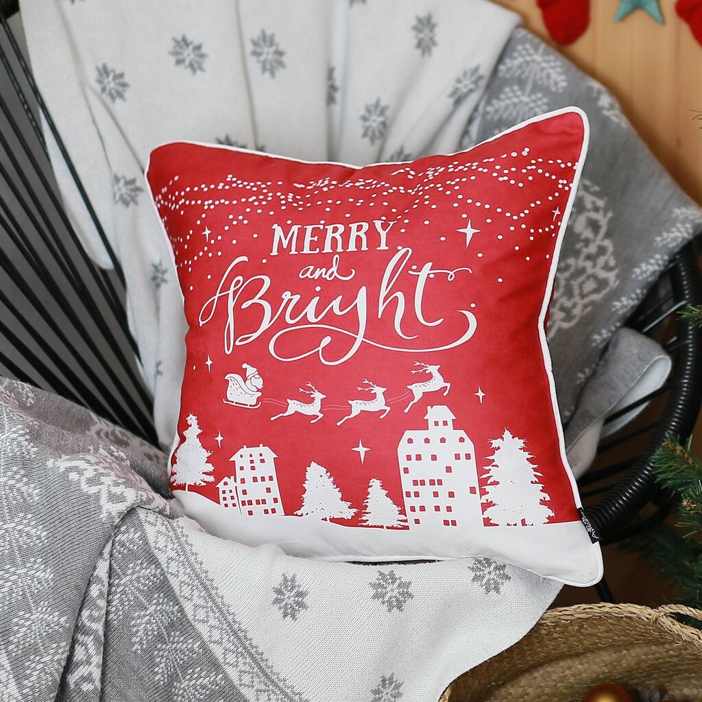 Christmas Snow Red Printed Throw Pillow Cover Christmas Gift 18"x18"