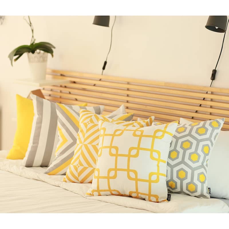 Carson Carrington Geometric Yellow Squares 18-inch Throw Pillow Cover