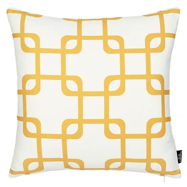 Yellow And White Geometric Squares Decorative Throw Pillow Cover Yellow And White Geometric Squares Decorative Throw Pillow Cover