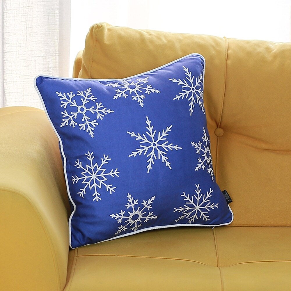 Blue Snowflakes Throw Pillow Cover Blue & Gold Christmas Tree Throw Pillow