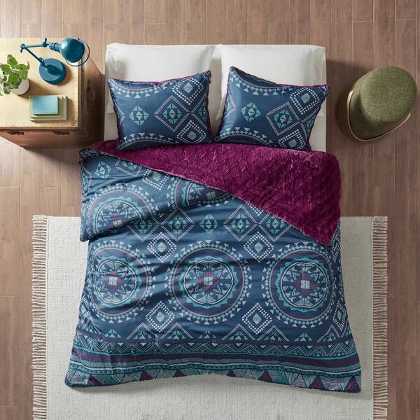 Shop Intelligent Design Blair Navy Purple Reversible Comforter