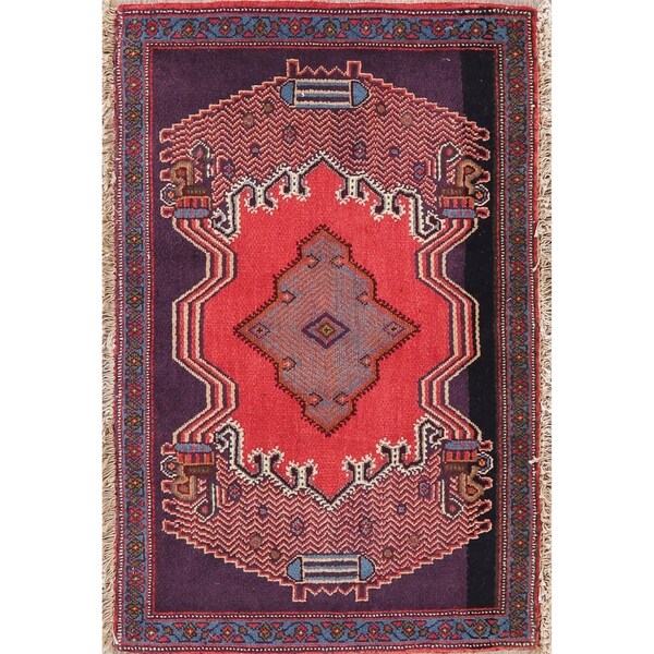 Hamedan Oriental Hand Knotted Wool Persian Area Rug - 2'7" x 1'8"