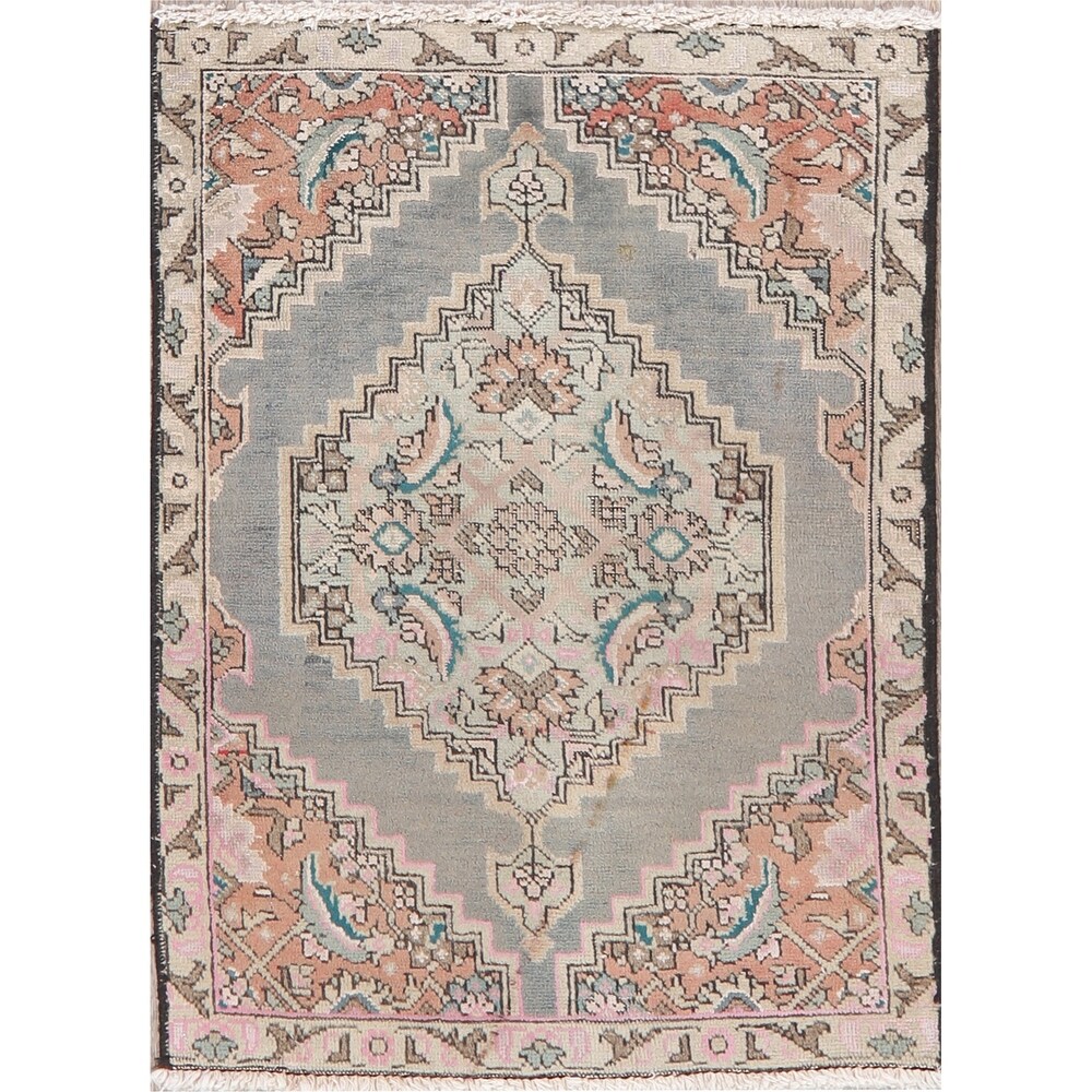 Vintage Tabriz Oriental Hand Knotted Wool Persian Area Rug - 2'6" x 1'9"