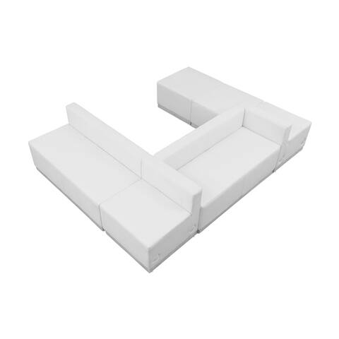 Offex 6 Piece Contemporary Melrose White Leather Reception Configuration [OFX-274330-FF]