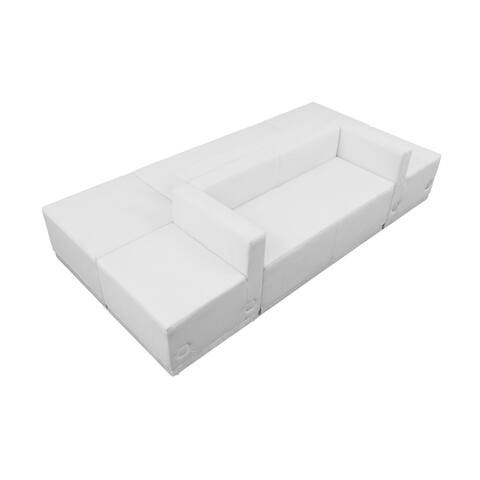 Offex 6 Piece Contemporary Melrose White Leather Reception Configuration [OFX-274328-FF]