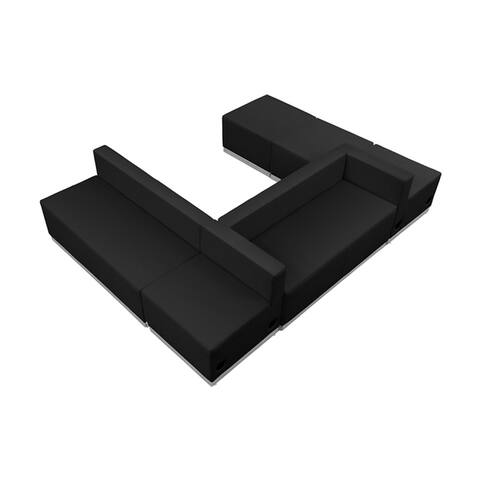 Offex 6 Piece Contemporary Black Leather Reception Configuration [OFX-274329-FF]