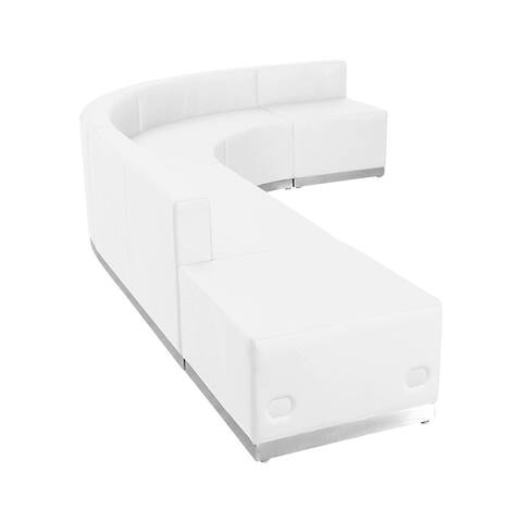 Offex 5 Piece Contemporary Melrose White Leather Reception Configuration [OFX-274348-FF]