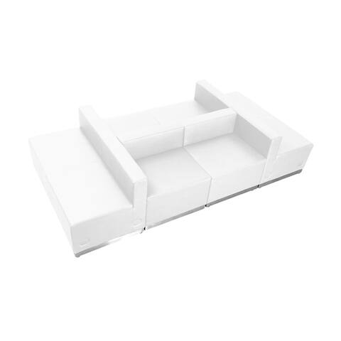 Offex 6 Piece Contemporary Melrose White Leather Reception Configuration [OFX-274356-FF]