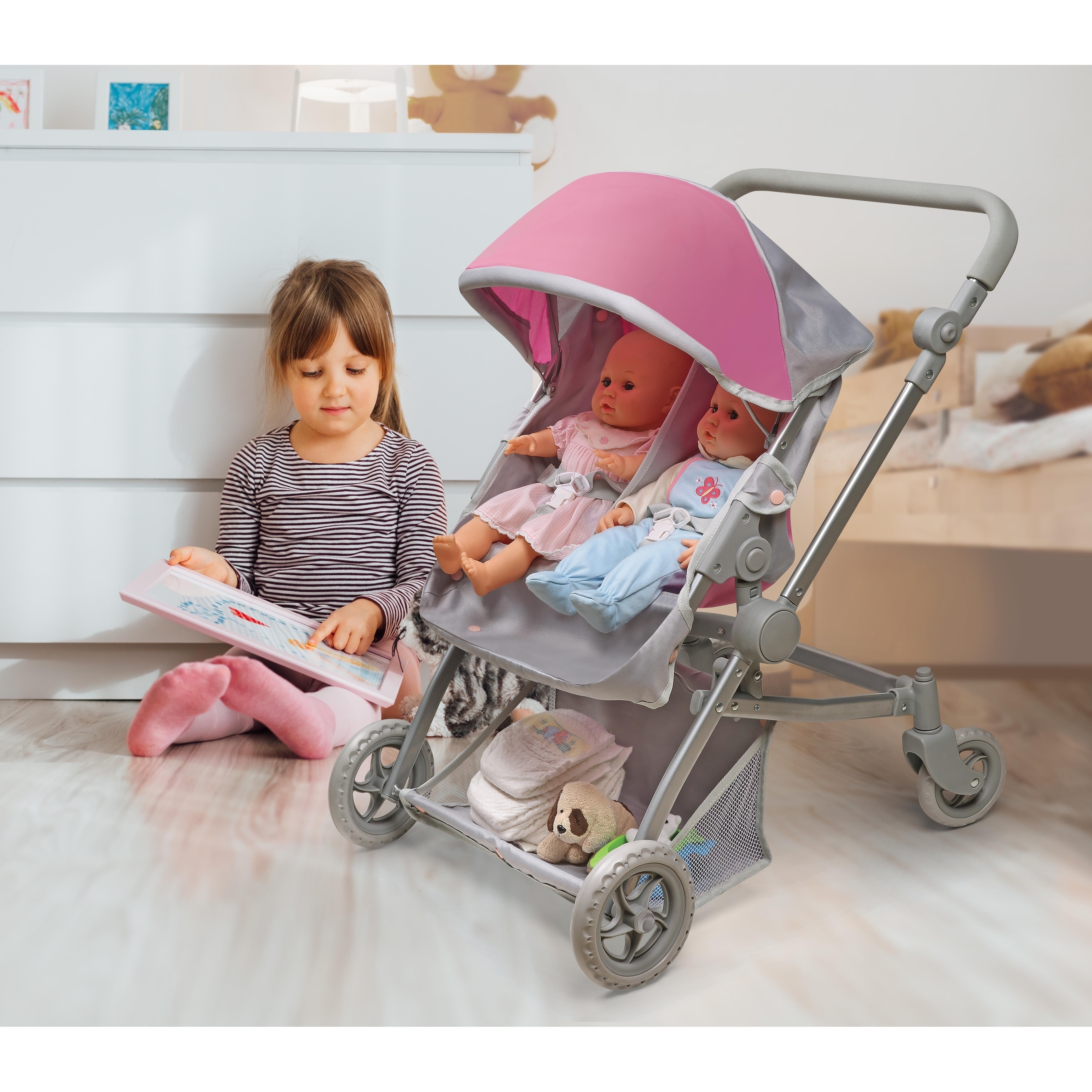 fits American Girl Dolls Badger Basket Voyage Twin Carriage Double Doll Stroller