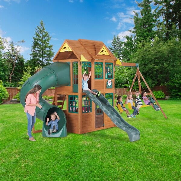 kidkraft charleston lodge swing set