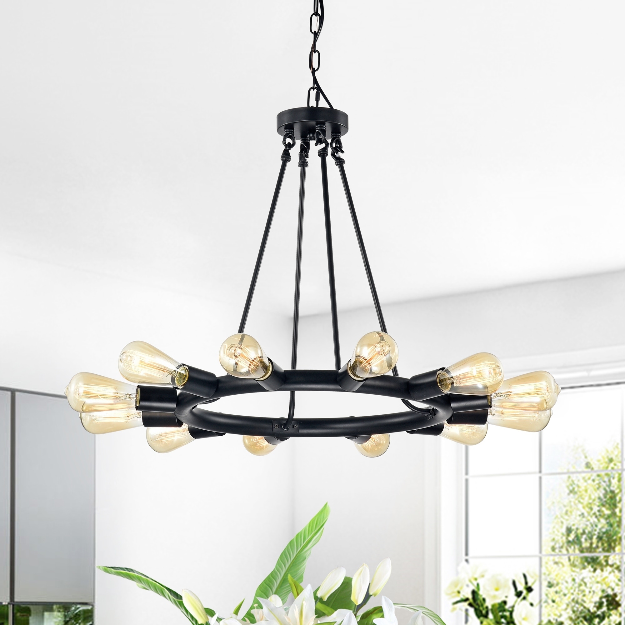 Rianne Matte Black 12-light Chandelier - Chandeliers For Bedrooms by Overstock.com