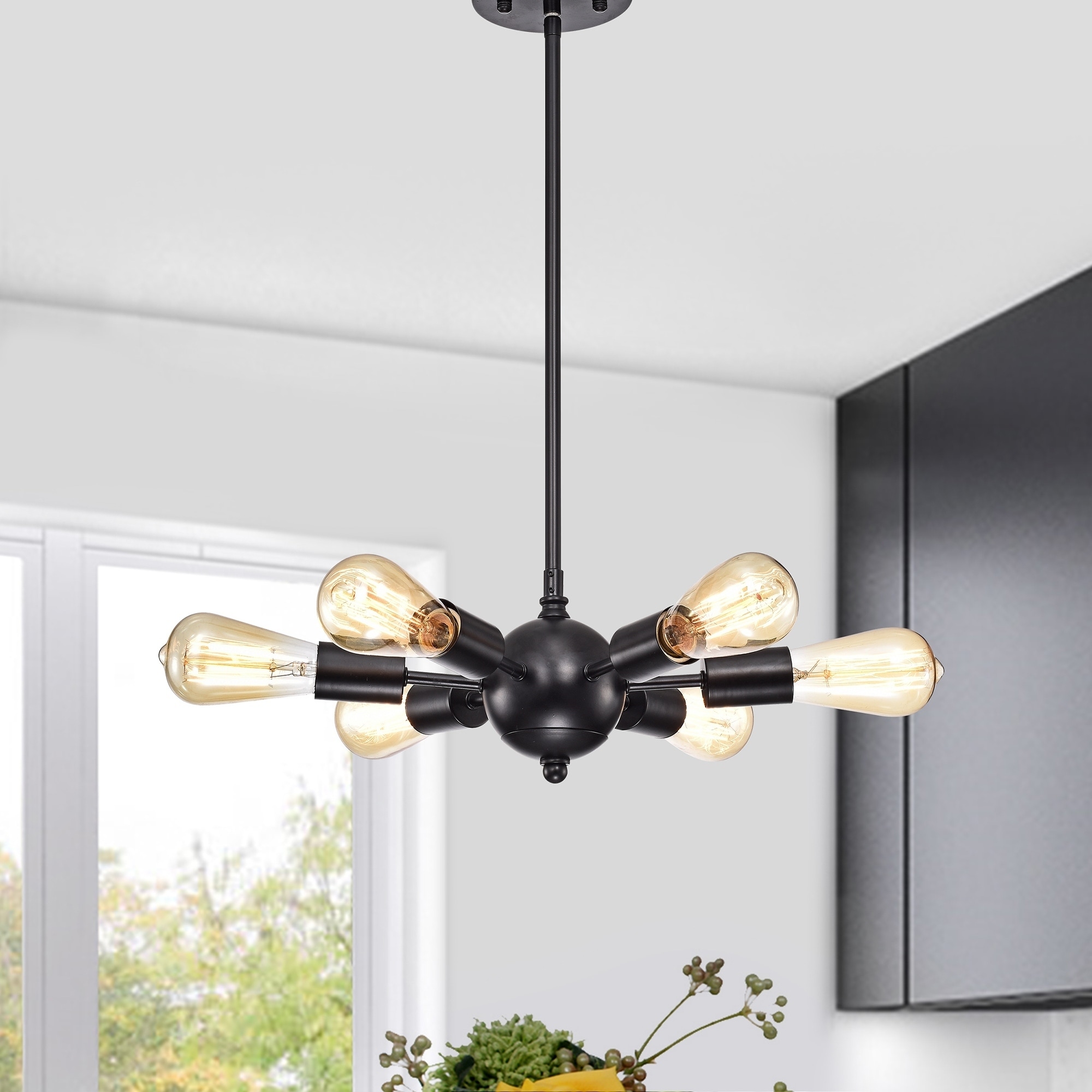 Warehouse of Tiffany Tarmo Matte Black 6-light Chandelier
