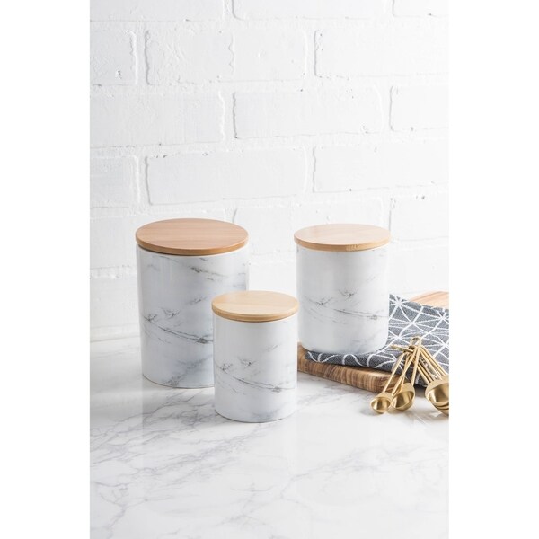 marble tea and coffee canisters
