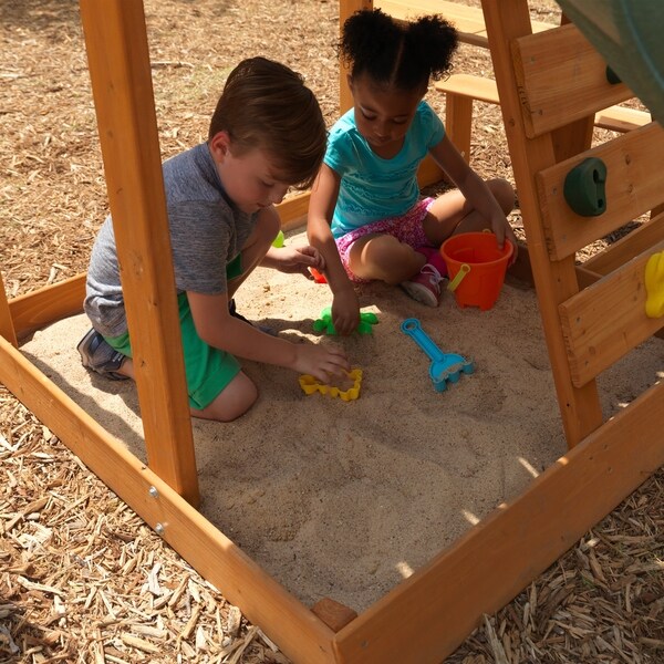 kidkraft spring meadow wooden swing set