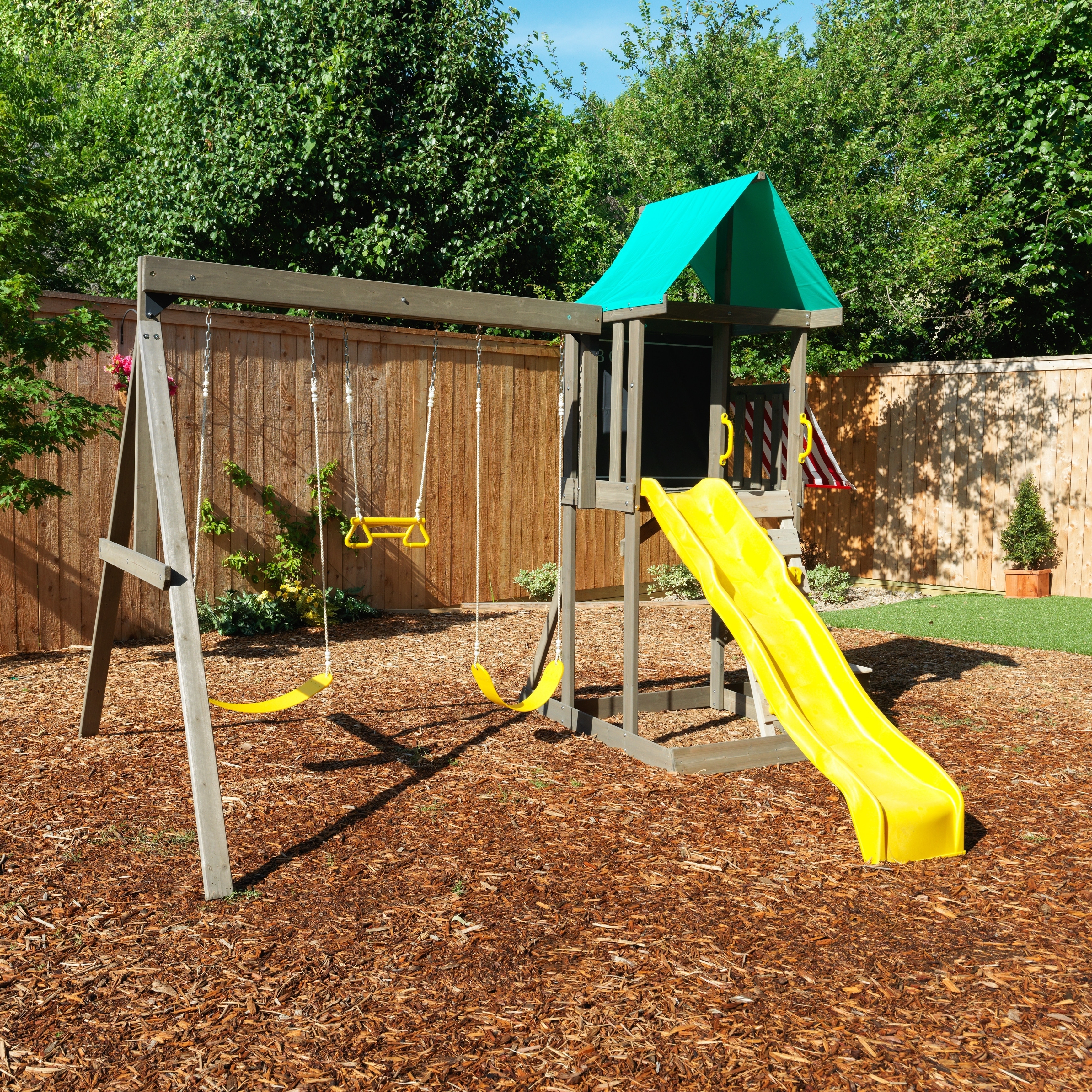 Kidkraft meadowvale ii wooden swing set online