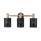 preview thumbnail 1 of 2, Dax 3-light Aged Brass/Black Bath/Vanity Fixture