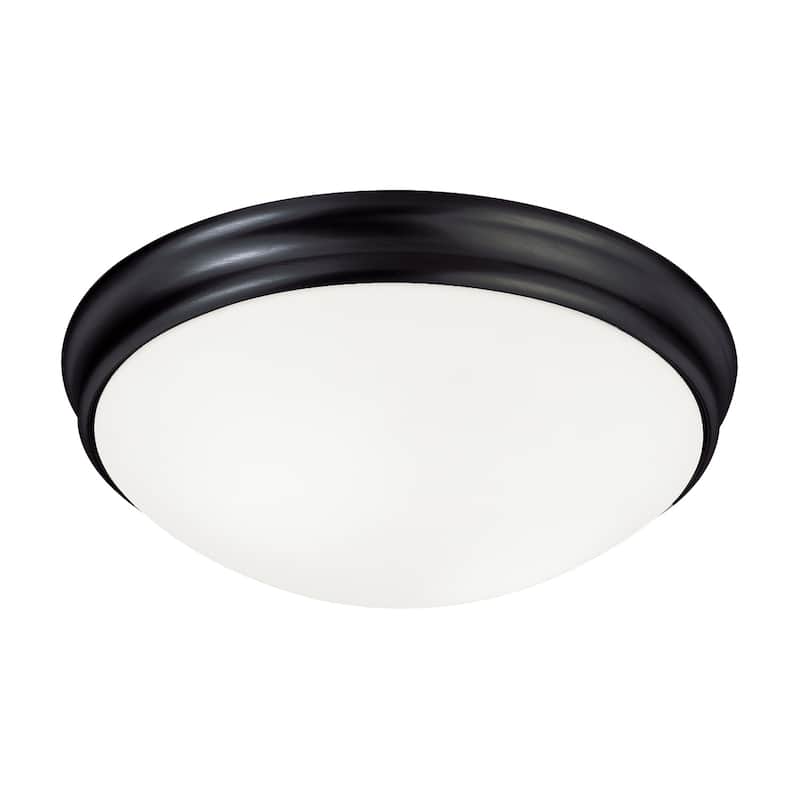 2-light Matte Black Flush Mount