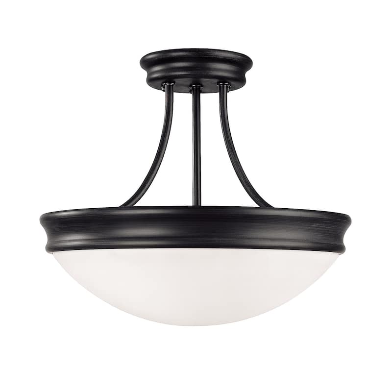 3-light Matte Black Semi-Flush Mount