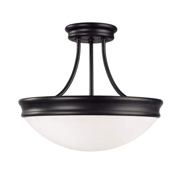 slide 1 of 1, 3-light Matte Black Semi-Flush Mount