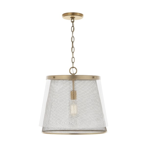 slide 2 of 4, Abbott 1-light Aged Brass Pendant