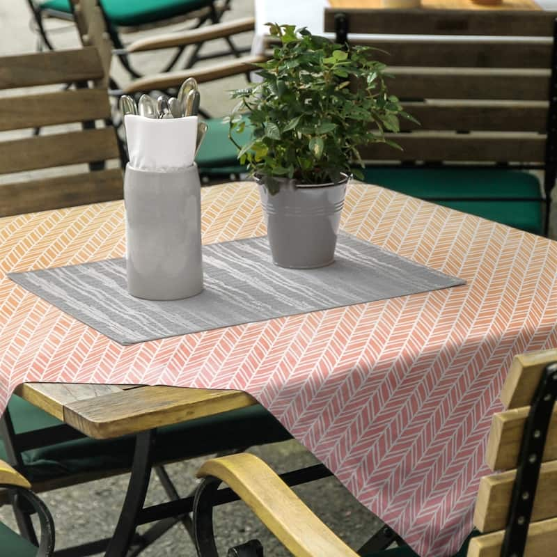 Herringbone Pattern Square Tablecloth - Pink & Yellow