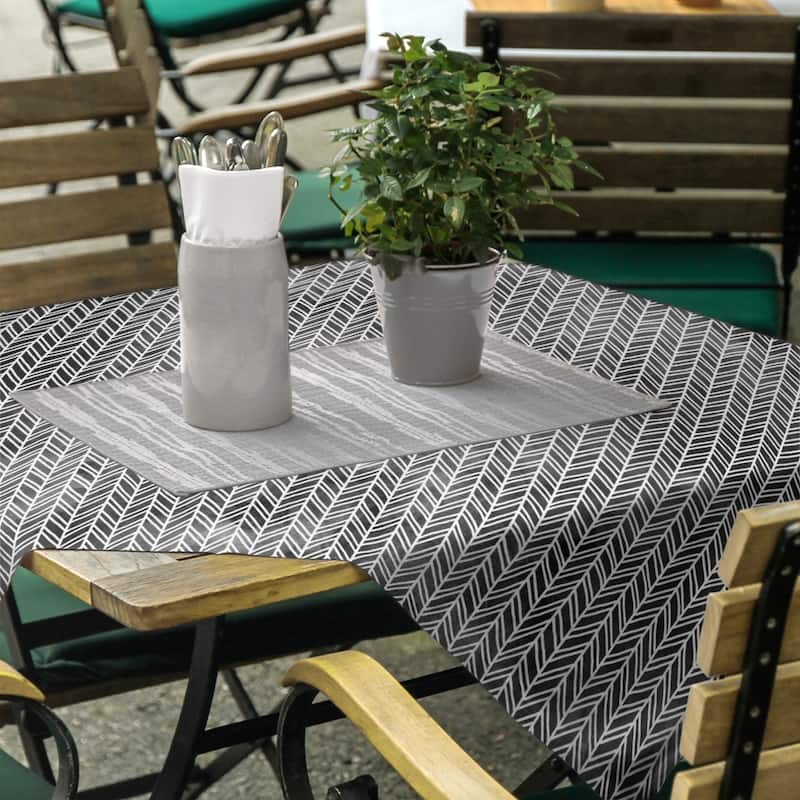 Herringbone Pattern Square Tablecloth - Black