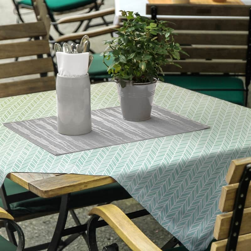 Herringbone Pattern Square Tablecloth - Blue & Yellow