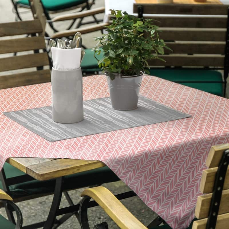 Herringbone Pattern Square Tablecloth - Pink & Orange