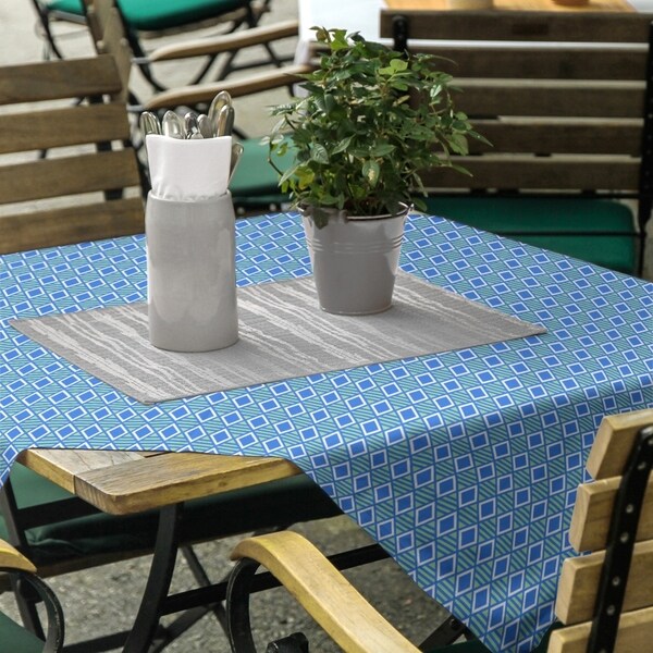 Two Color Geometric Diamonds Square Tablecloth - 58 x 58