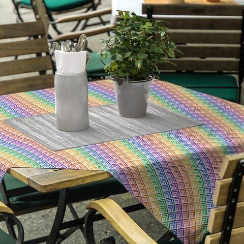 Geometric Ombre Stripe Pattern Square Tablecloth