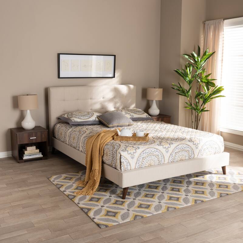 Carson Carrington Uggyallen Mid-century Fabric Bed with 2 Nightstands