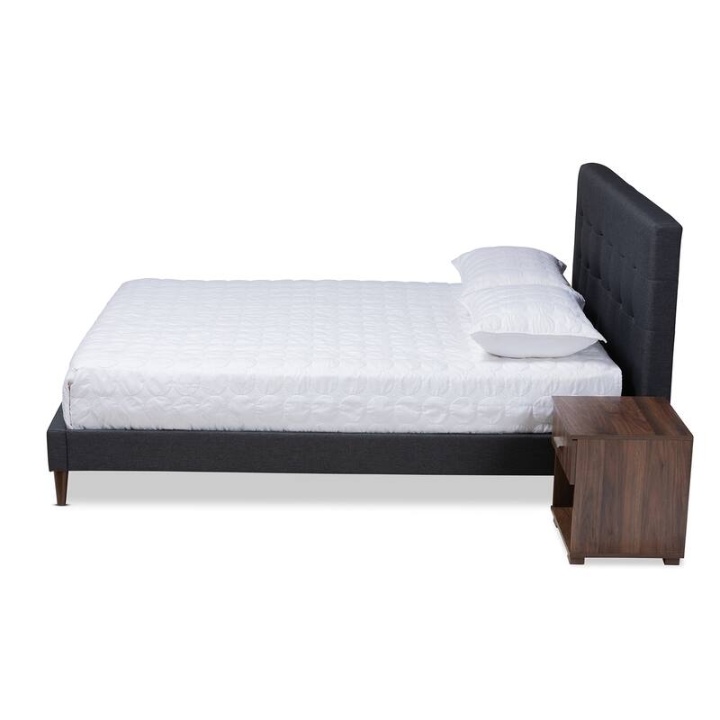 Carson Carrington Uggyallen Mid-century Fabric Bed with 2 Nightstands