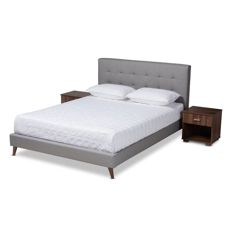 Carson Carrington Uggyallen Mid-century Fabric Bed with 2 Nightstands