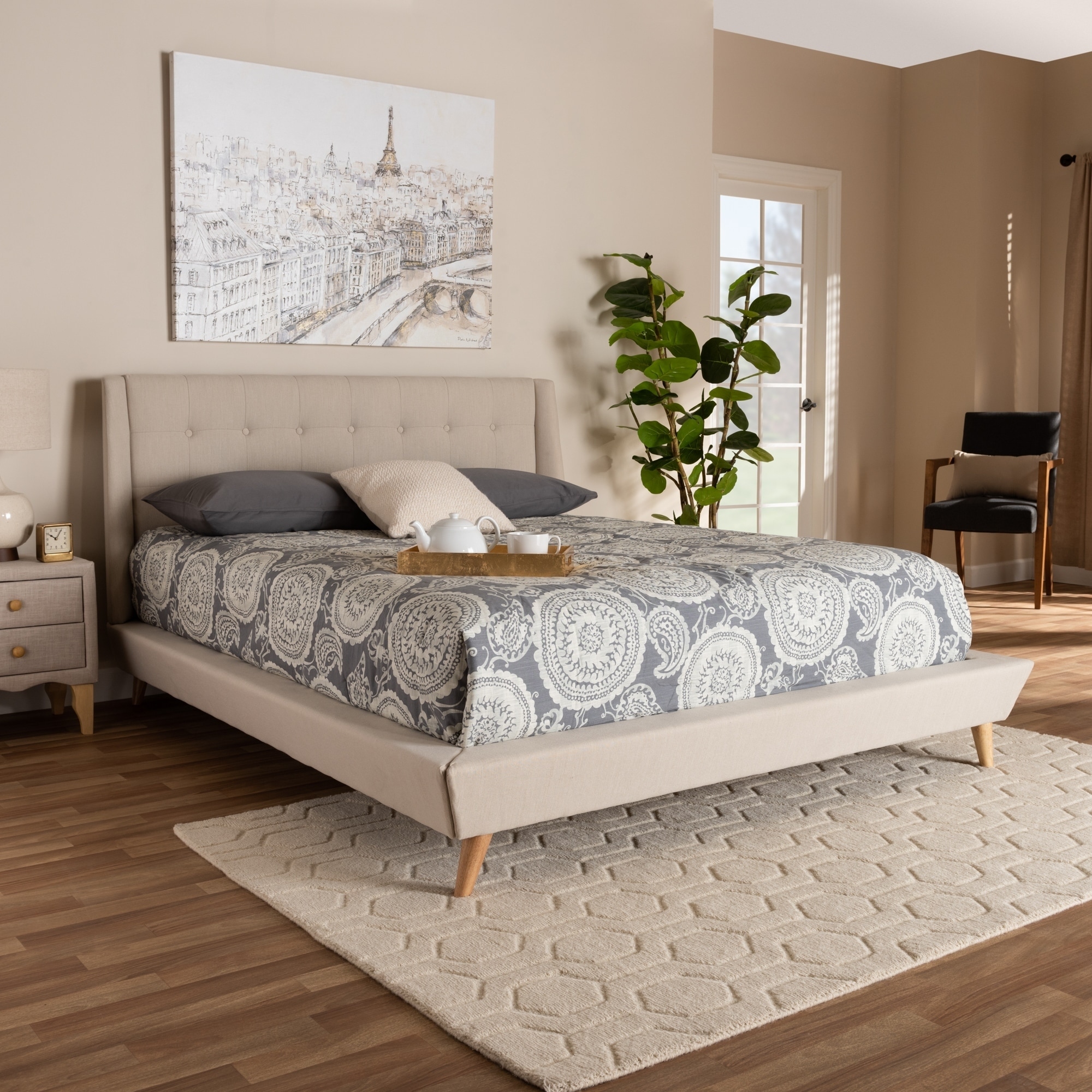 Mid-Century Modern Fabric Bed Mid-Century Modern Fabric Bed