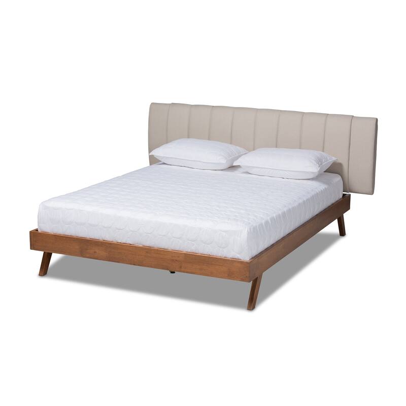 Carson Carrington Idvattnet Mid-century Modern Fabric Bed - Beige - Queen