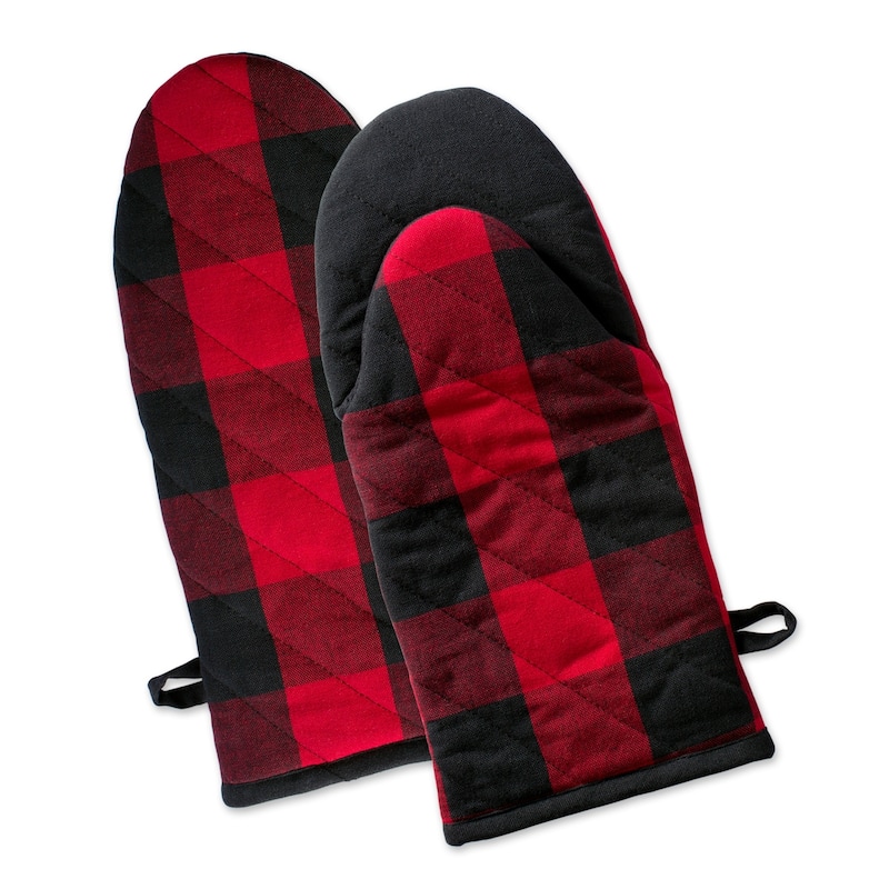 DII Buffalo Check Oven Mitt (Set of 2) - Red & Black