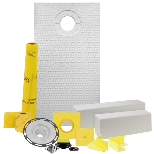 Pro GEN II 32" x 60" Floor Heating and Shower Waterproofing Kit with Offset Drain and PVC Flange