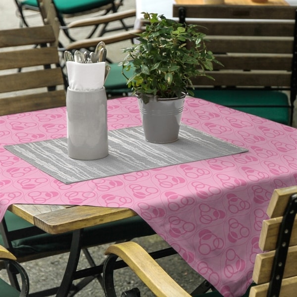 Monochrome Circles & Waves Square Tablecloth - 58 x 58