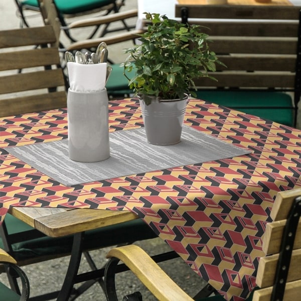 Two Color Dark Skyscrapers Pattern Square Tablecloth - 58 x 58