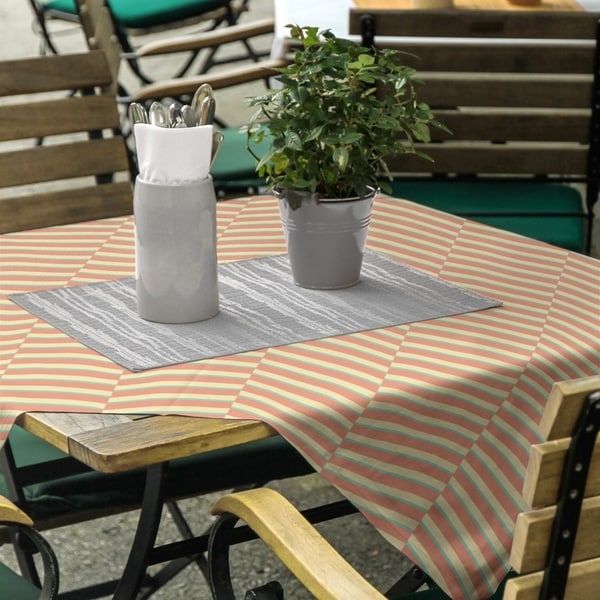 Three Color Fractured Stripes Square Tablecloth - 58 x 58