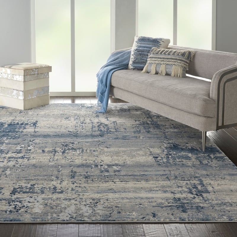Copper Grove Nurnberg Modern Abstract Blue/Ivory Ombre Area Rug