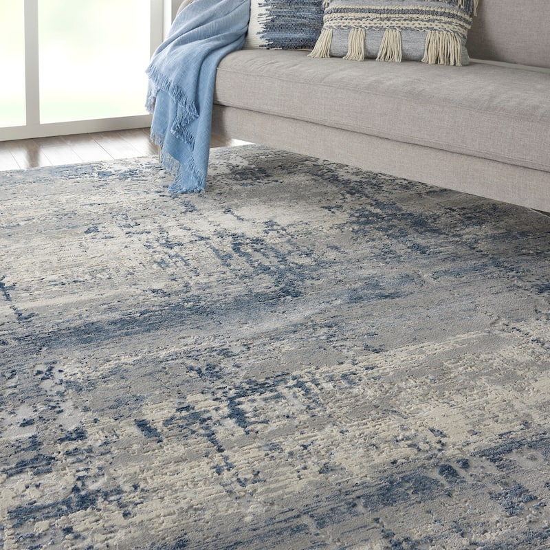Copper Grove Nurnberg Modern Abstract Blue/Ivory Ombre Area Rug