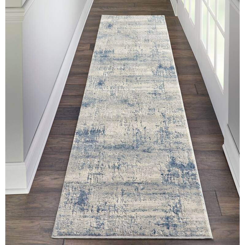 Copper Grove Nurnberg Modern Abstract Blue/Ivory Ombre Area Rug