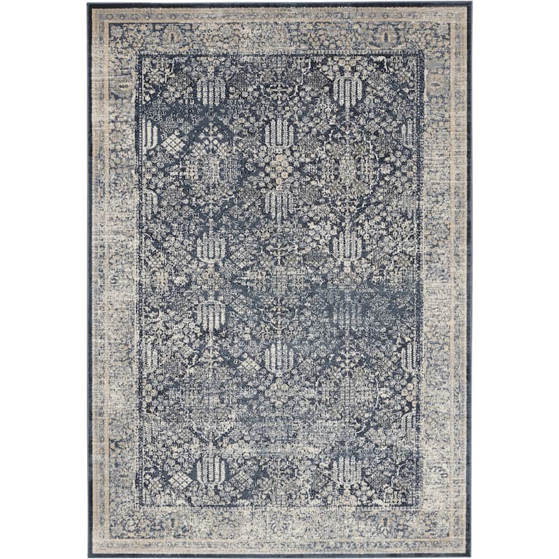 Malta Vintage Tradtitional Oriental Area Rug by Nourison - 3' 11" x 5' 7" - Navy/Ivory - Rectangle